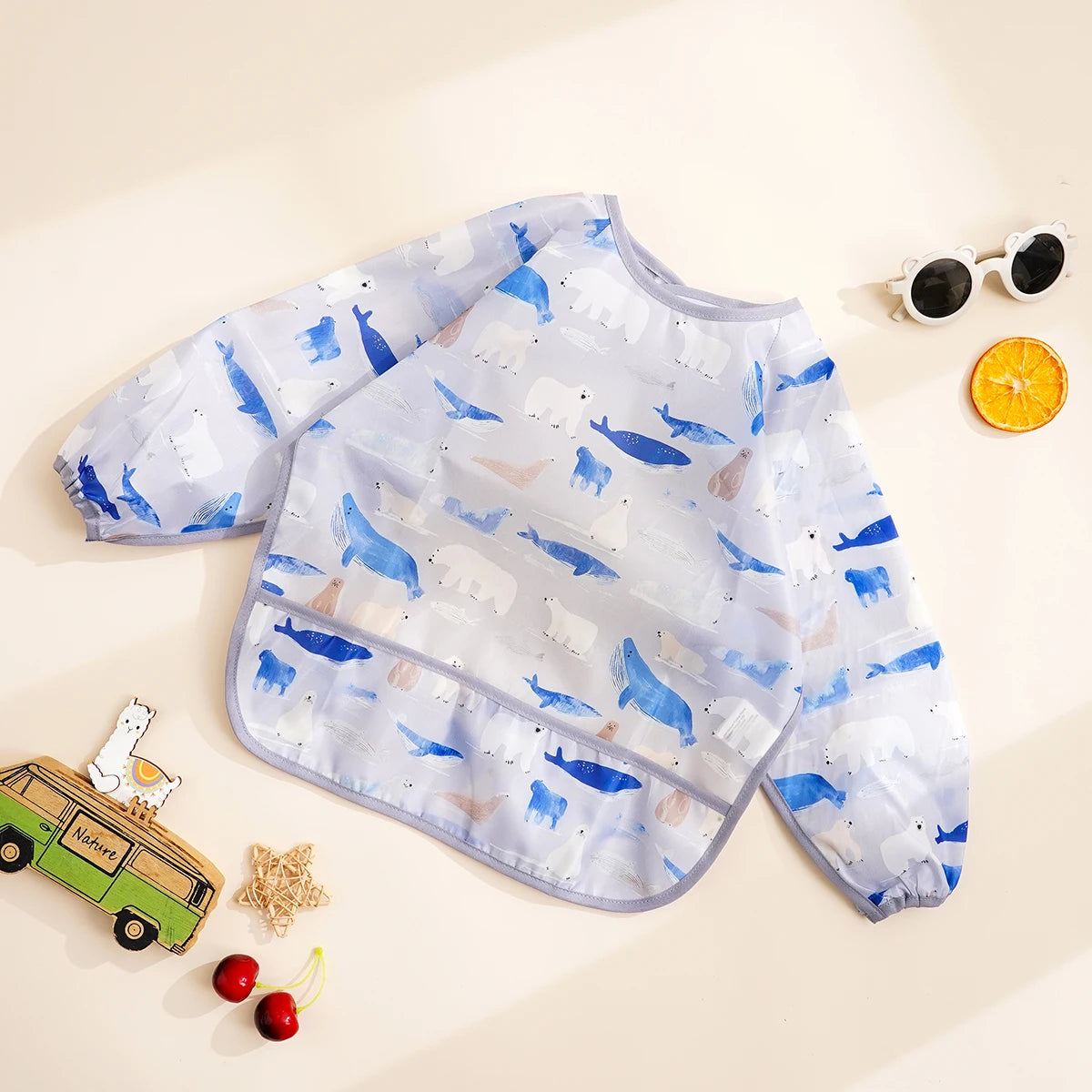 Babero de manga larga impermeable para bebé