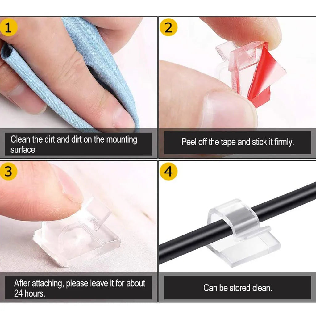Clips organizadores de cables adhesivos