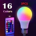 Bombilla LED RGB E27 de 16 colores con mando a distancia
