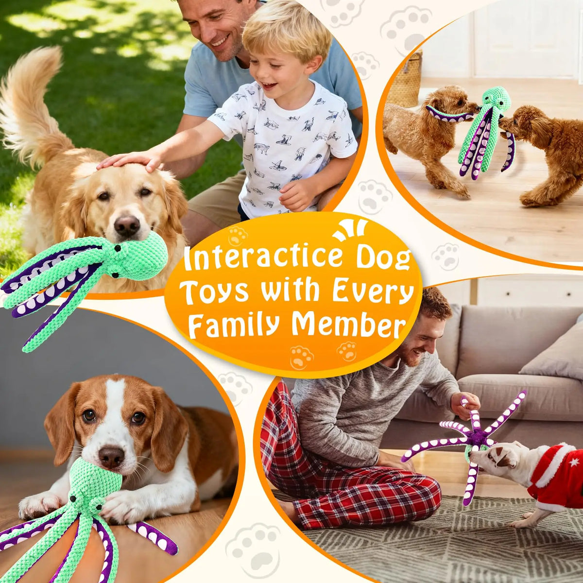 Peluche pulpo con sonido para perros