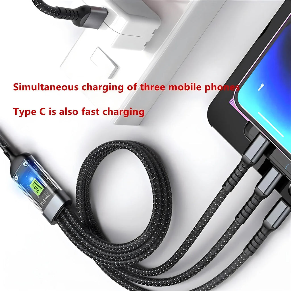 Cable de carga 3 en 1 (USB-C, Lightning y Micro USB)