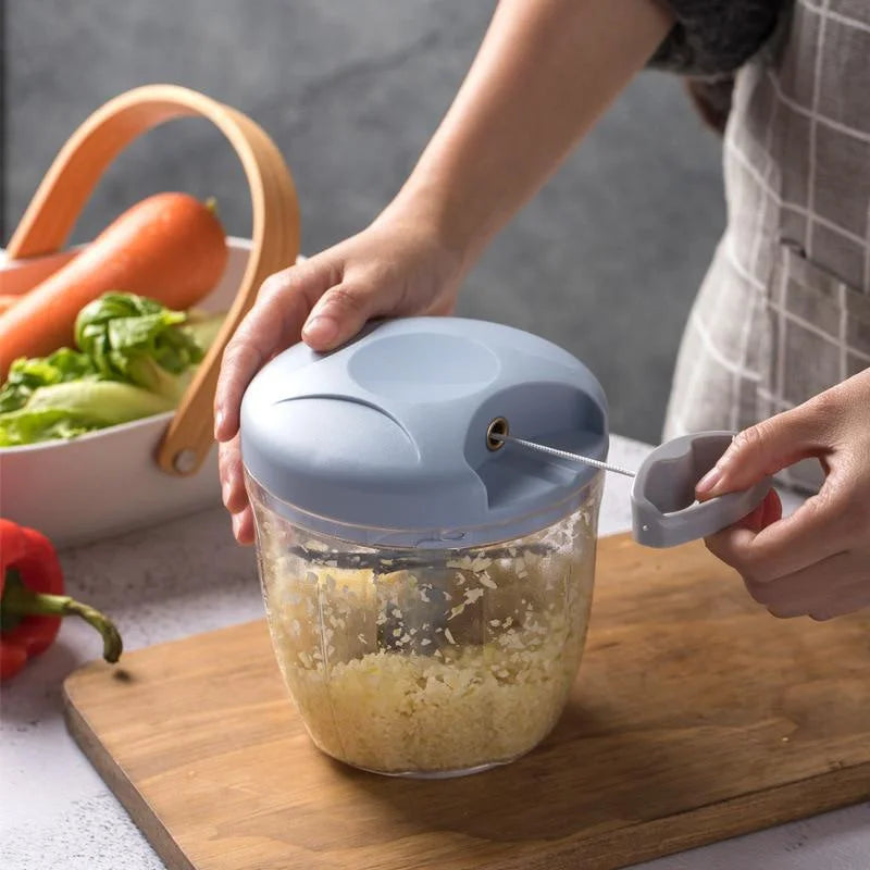 Picadora manual de cuerda para verduras y ajo