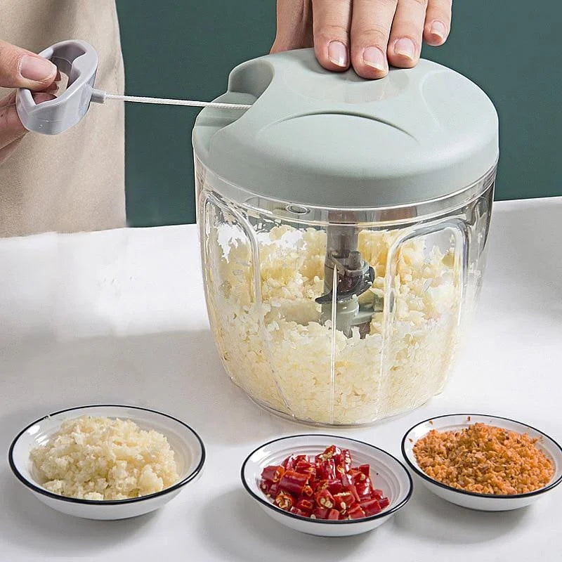 Picadora manual de cuerda para verduras y ajo