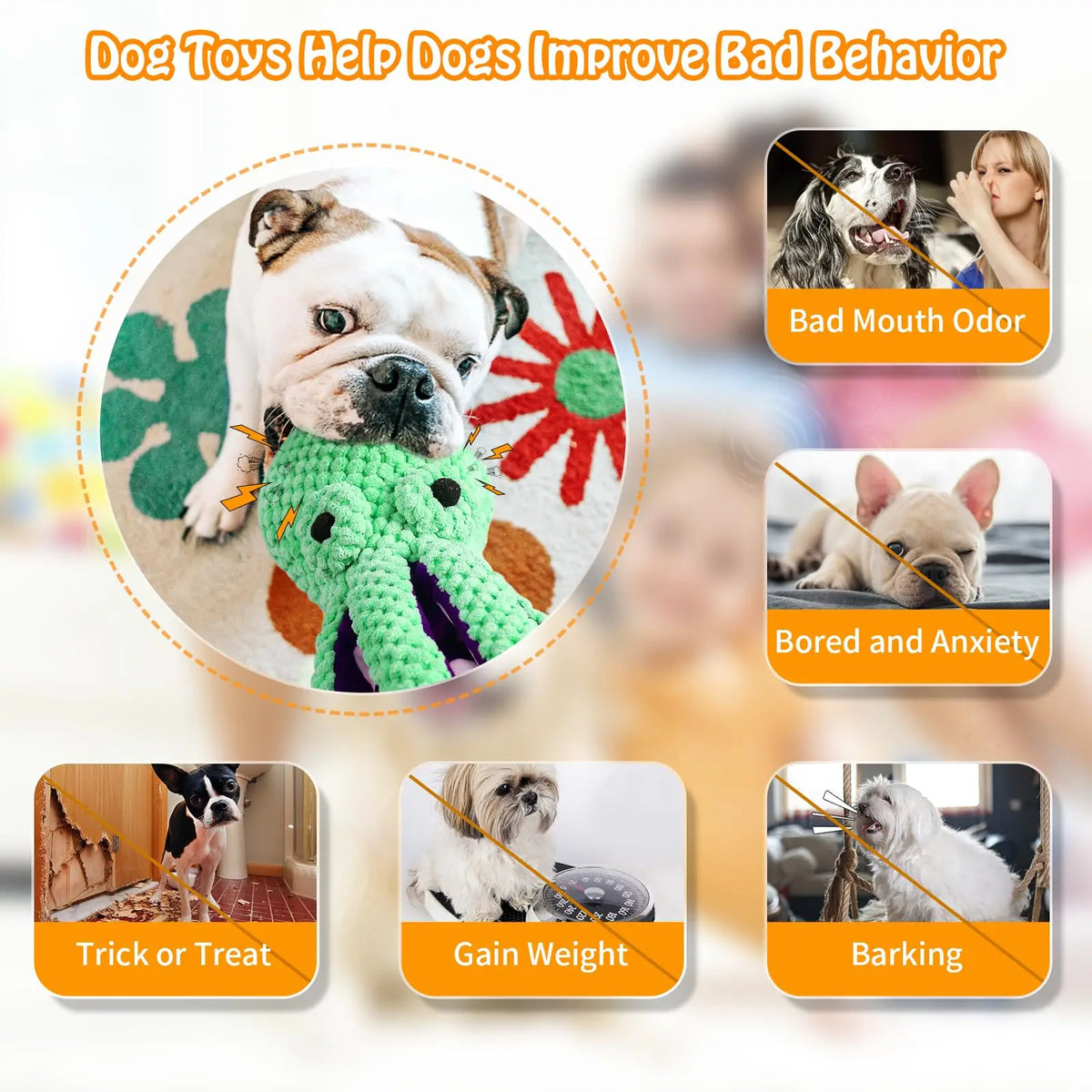 Peluche pulpo con sonido para perros