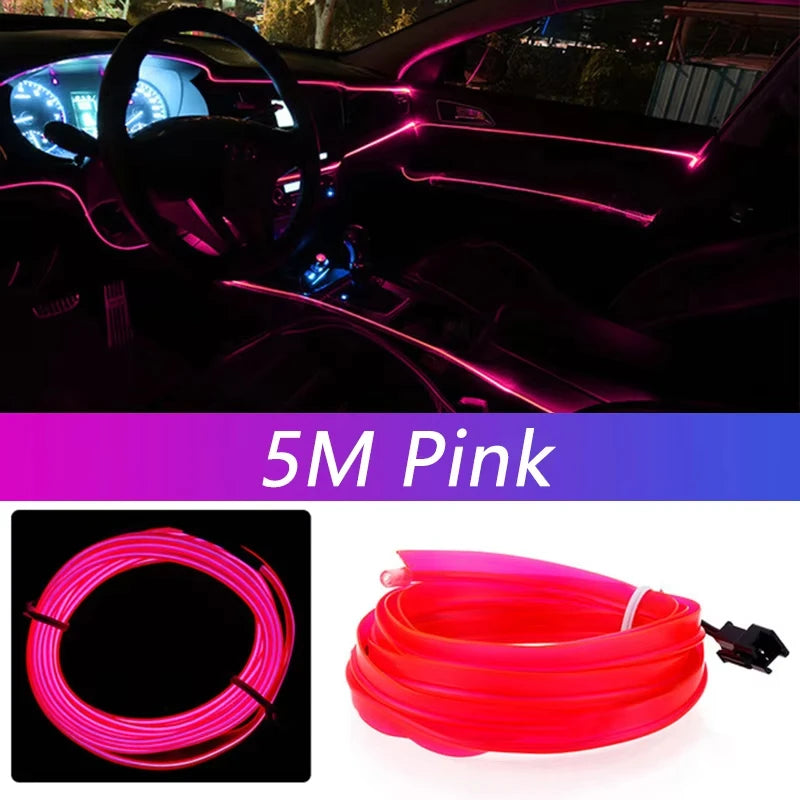 Tira LED de neón para interior del coche