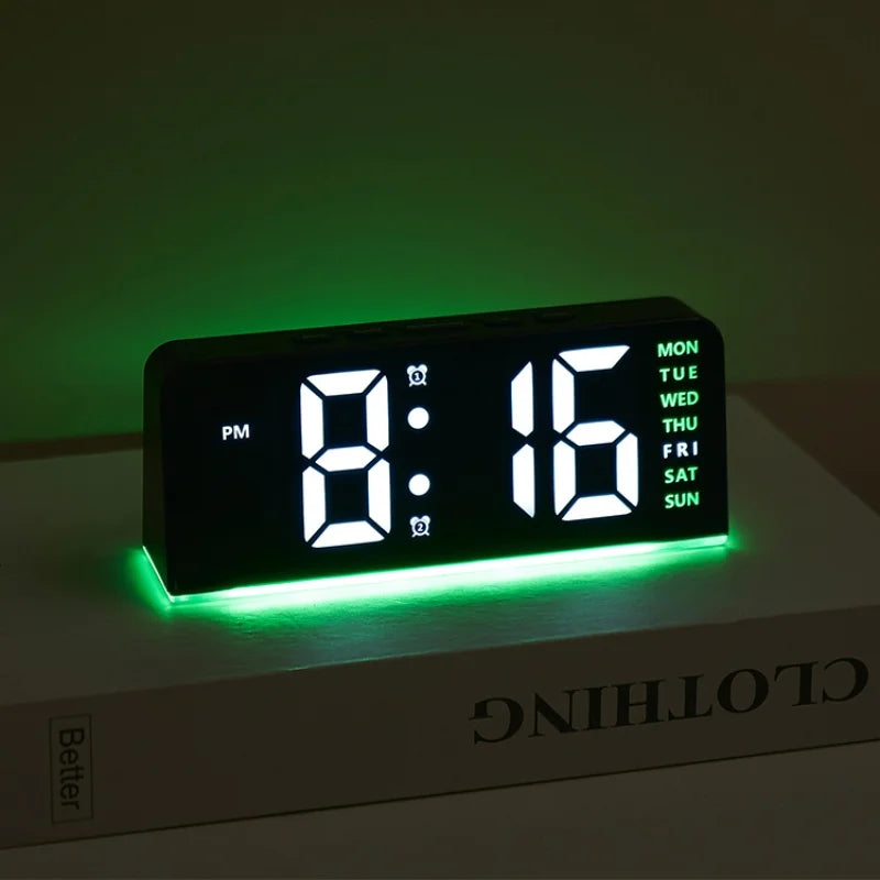 Despertador digital LED con luz ambiental, fecha y temperatura