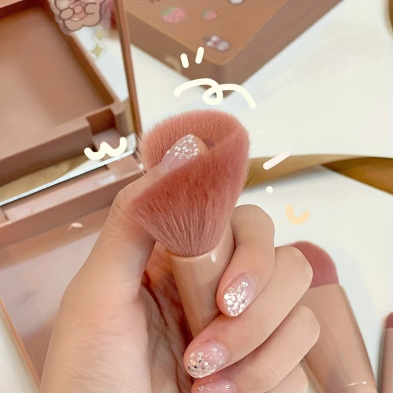 Set de 5 brochas de maquillaje de viaje con espejo