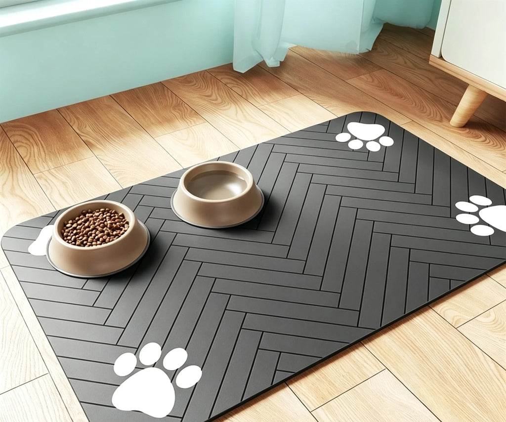 Alfombrilla absorbente para comedero de mascotas
