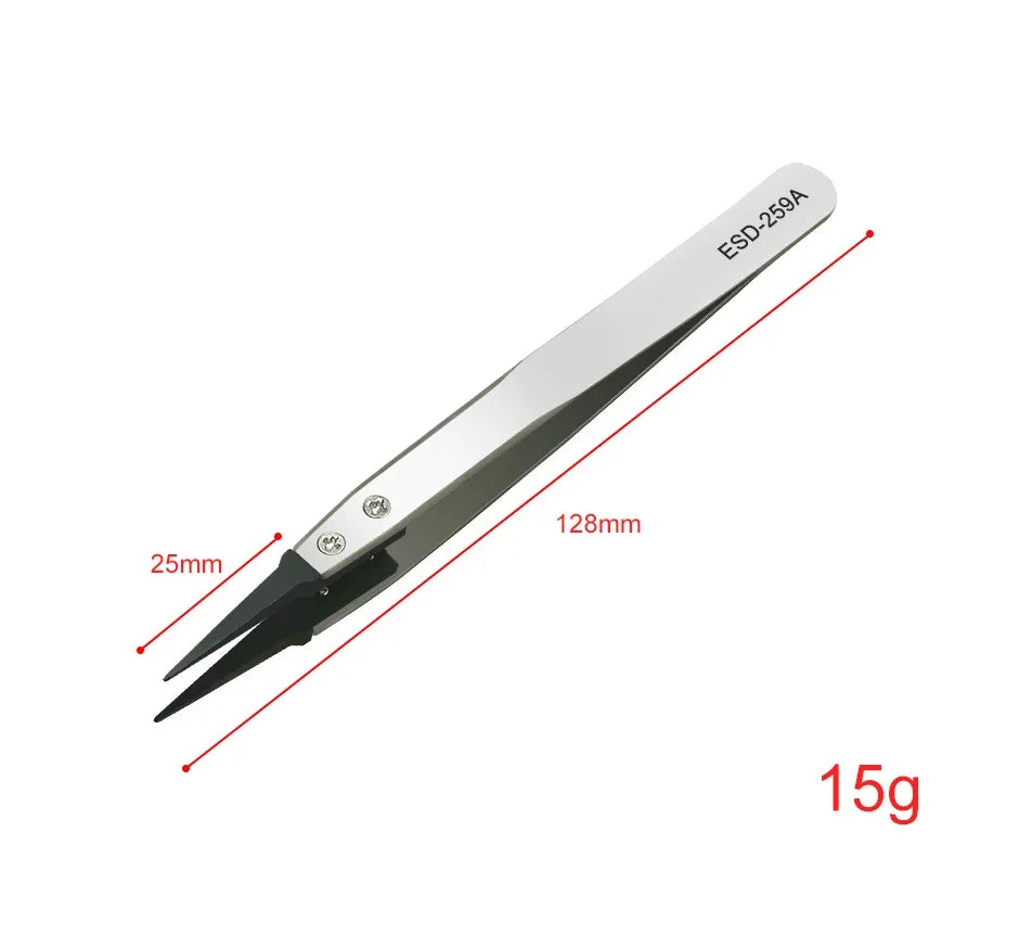 Pinza de precisión antiestática para electrónica