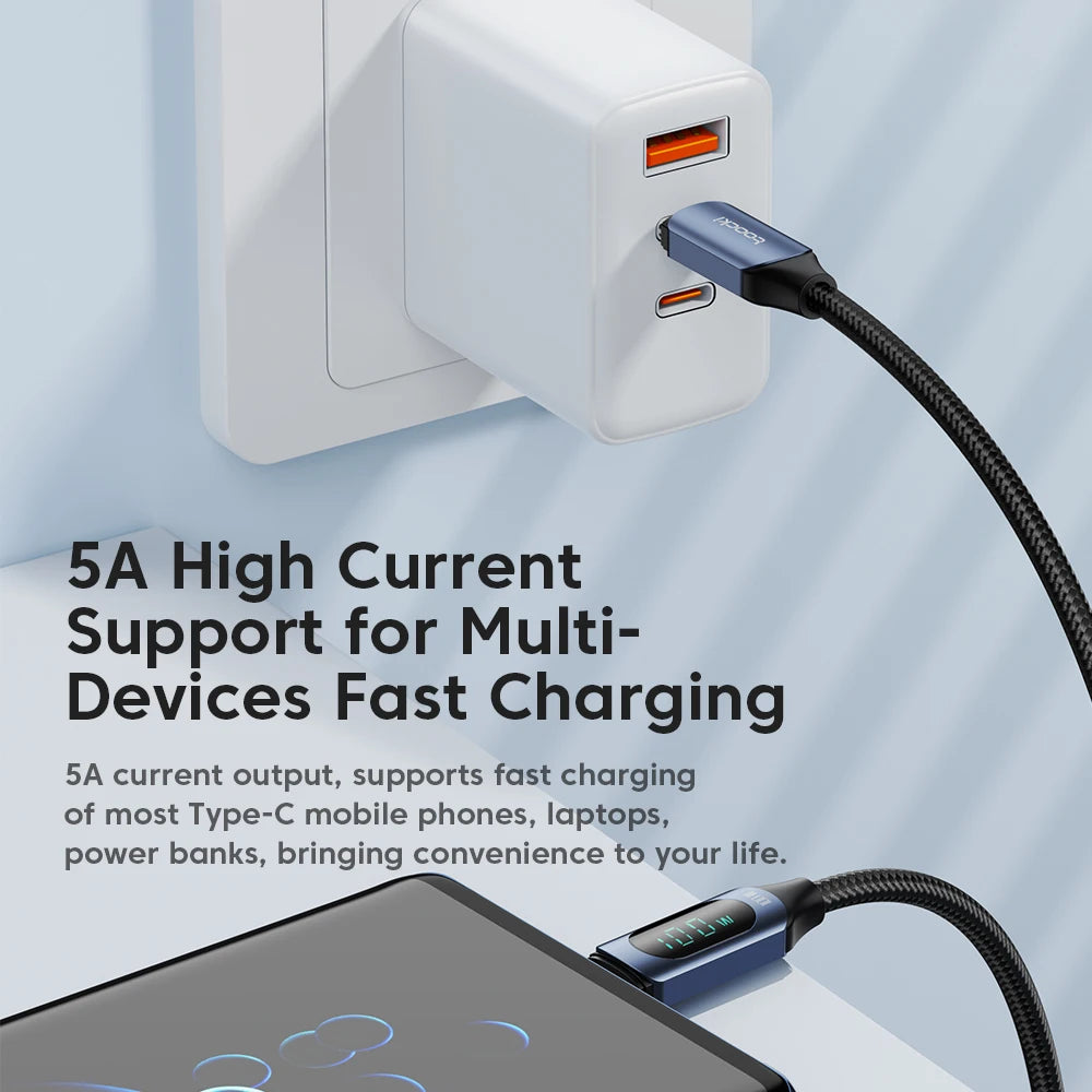 Cable USB-C a USB-C 100 W con pantalla de potencia