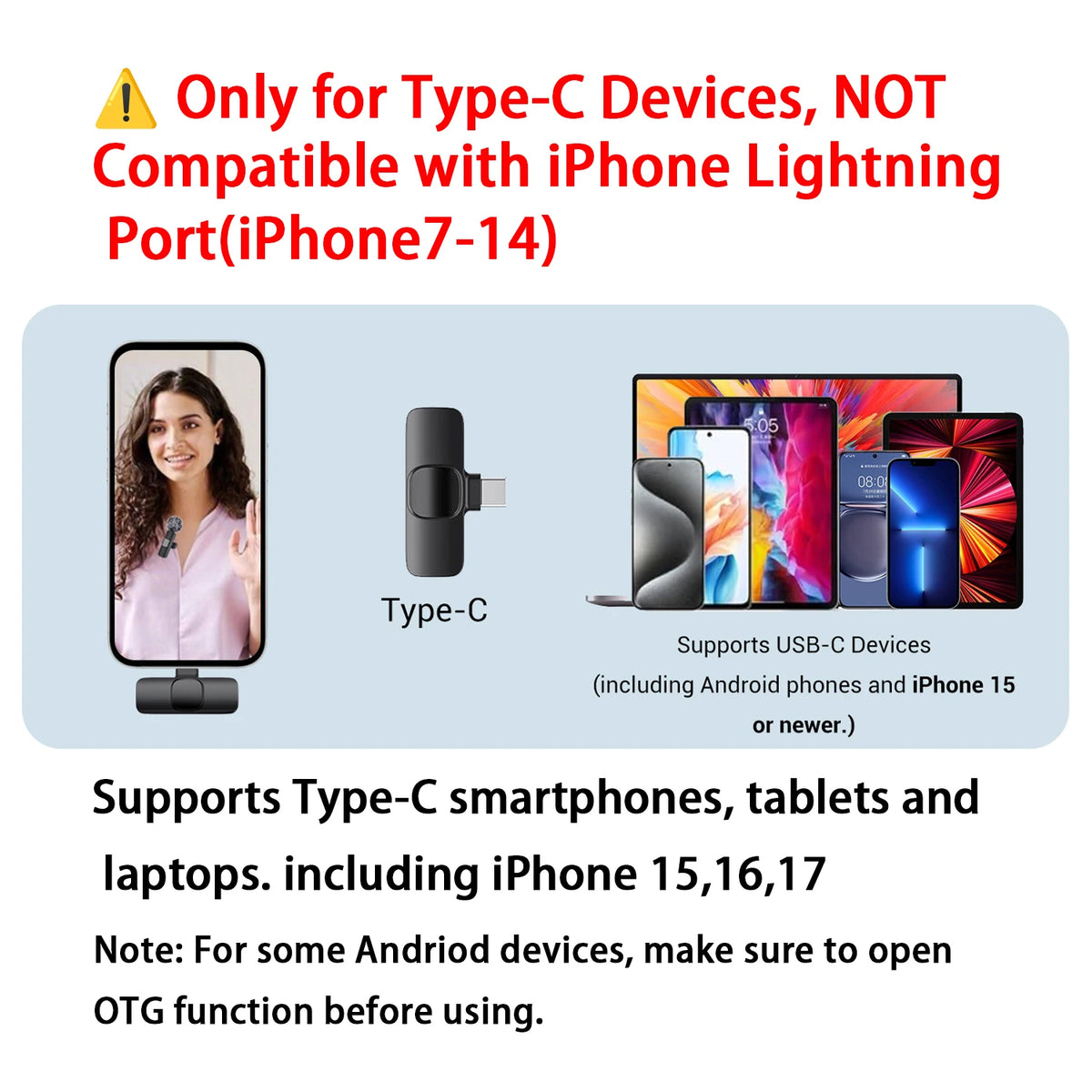 Micrófono de solapa inalámbrico USB-C
