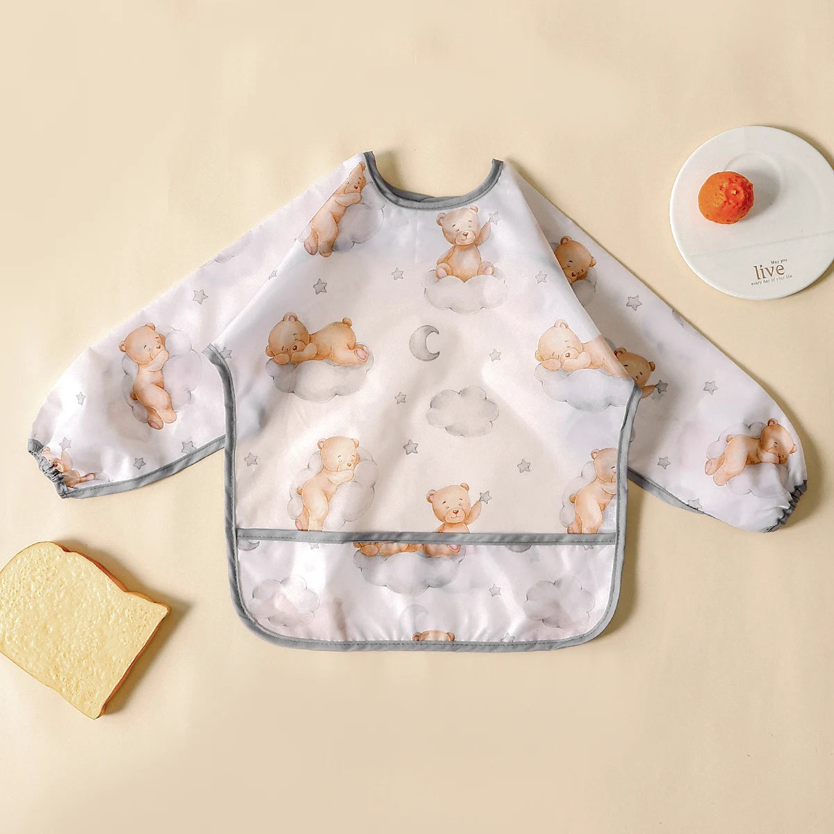 Babero de manga larga impermeable para bebé