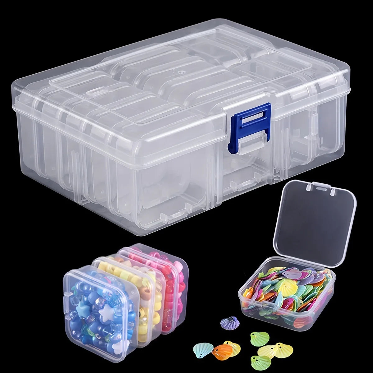 Caja organizadora transparente con compartimentos