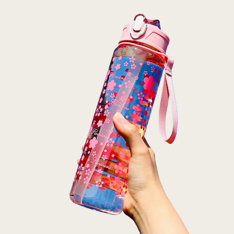 Botella deportiva de 800 ml con marcador de tiempo