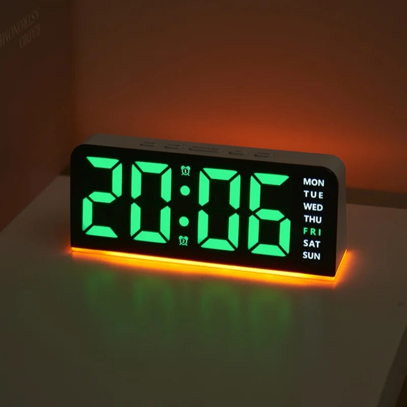Despertador digital LED con luz ambiental, fecha y temperatura