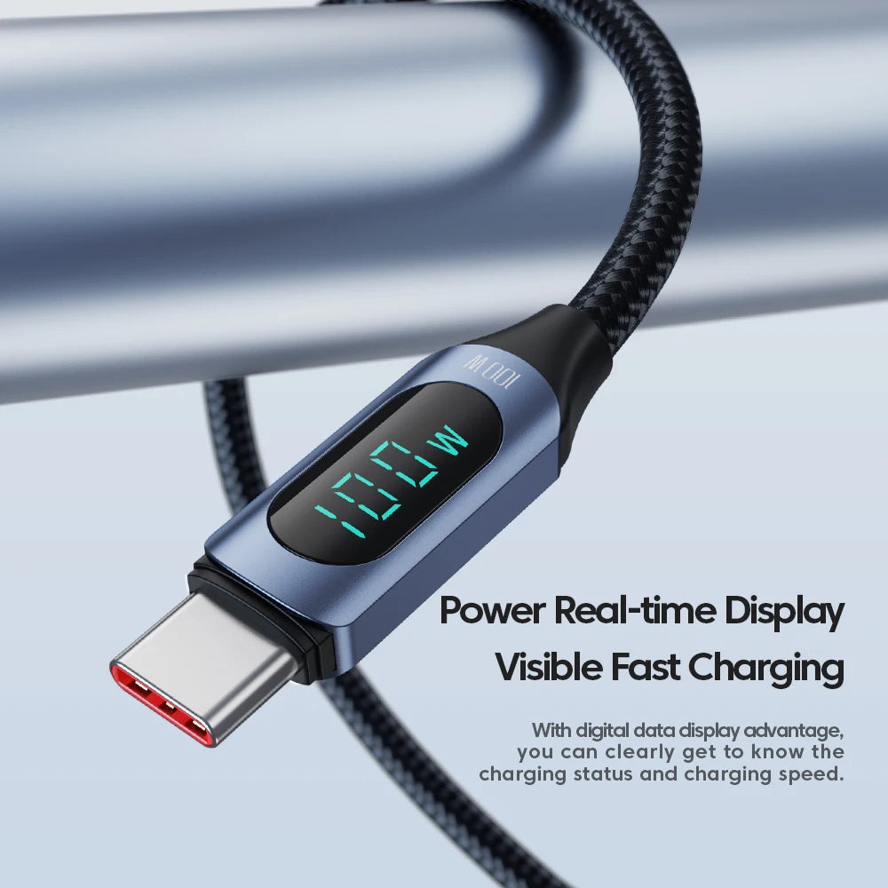 Cable USB-C a USB-C 100 W con pantalla de potencia
