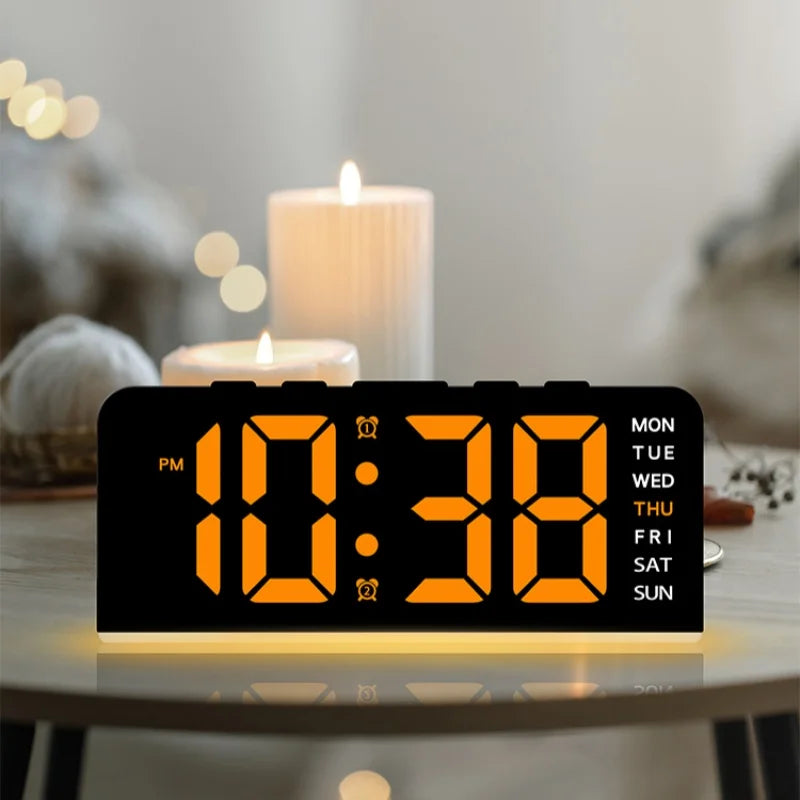 Despertador digital LED con luz ambiental, fecha y temperatura