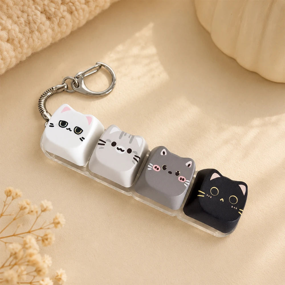 Llavero antiestrés de teclas con gatitos