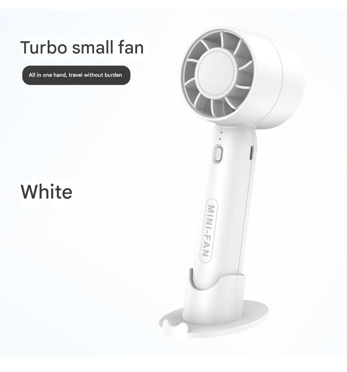 Mini ventilador turbo portátil recargable por USB