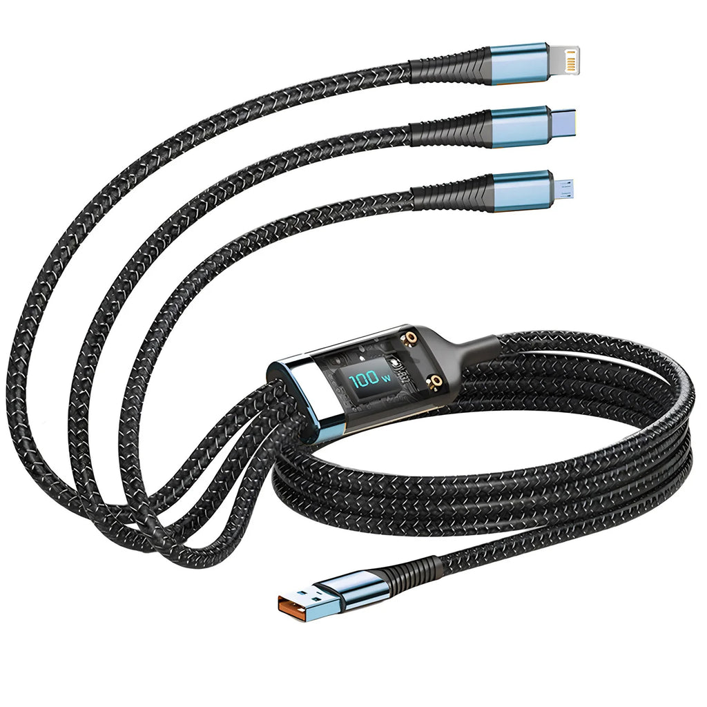 Cable de carga 3 en 1 (USB-C, Lightning y Micro USB)