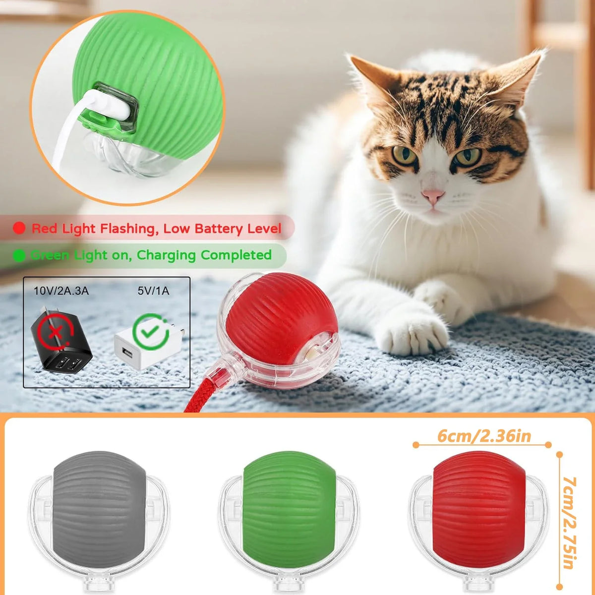 Pelota interactiva automática para gatos