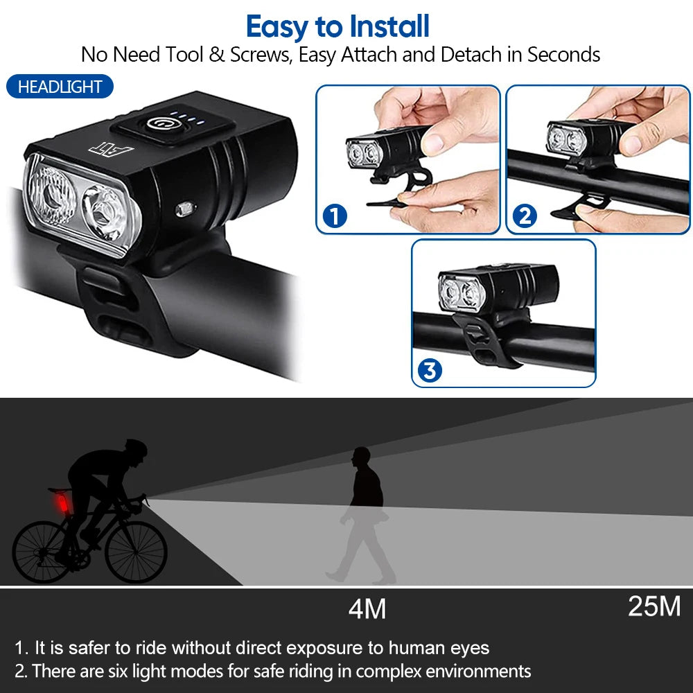 Luz delantera LED recargable para bicicleta