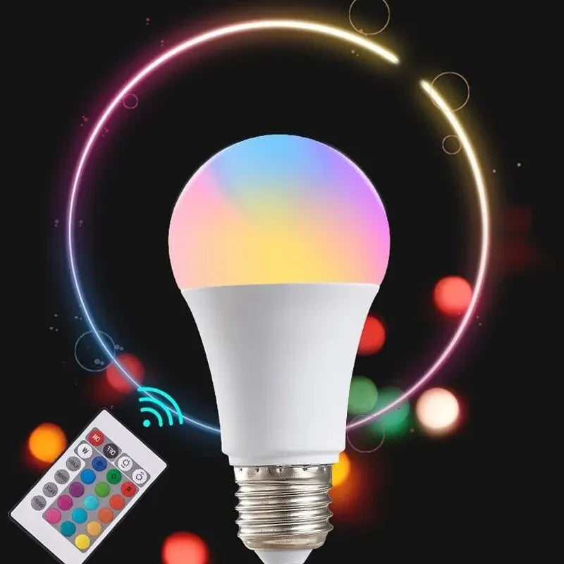 Bombilla LED RGB E27 de 16 colores con mando a distancia