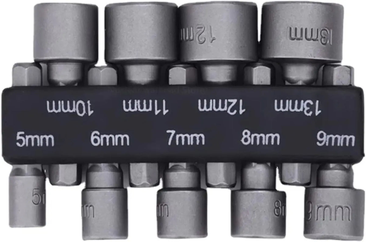 Juego de 9 vasos hexagonales de 5 a 13 mm para atornillador