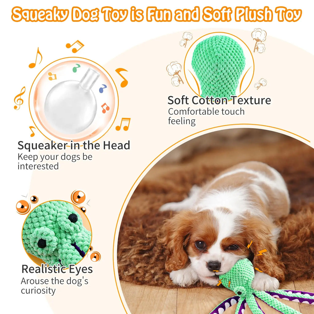 Peluche pulpo con sonido para perros