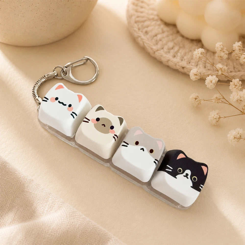 Llavero antiestrés de teclas con gatitos