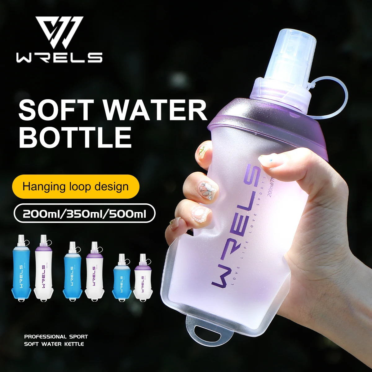 Botella de agua plegable de silicona TPU