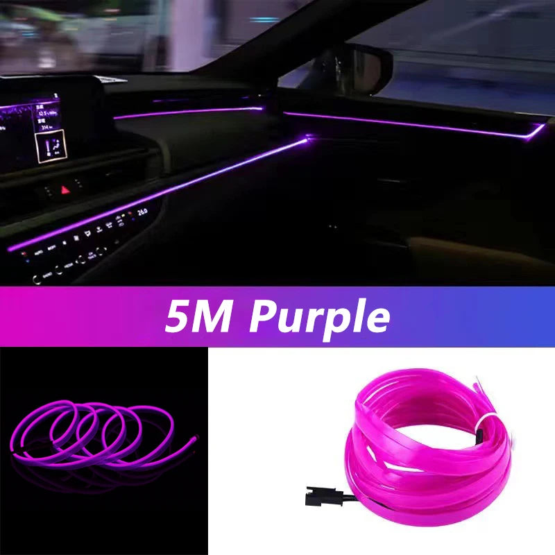 Tira LED de neón para interior del coche