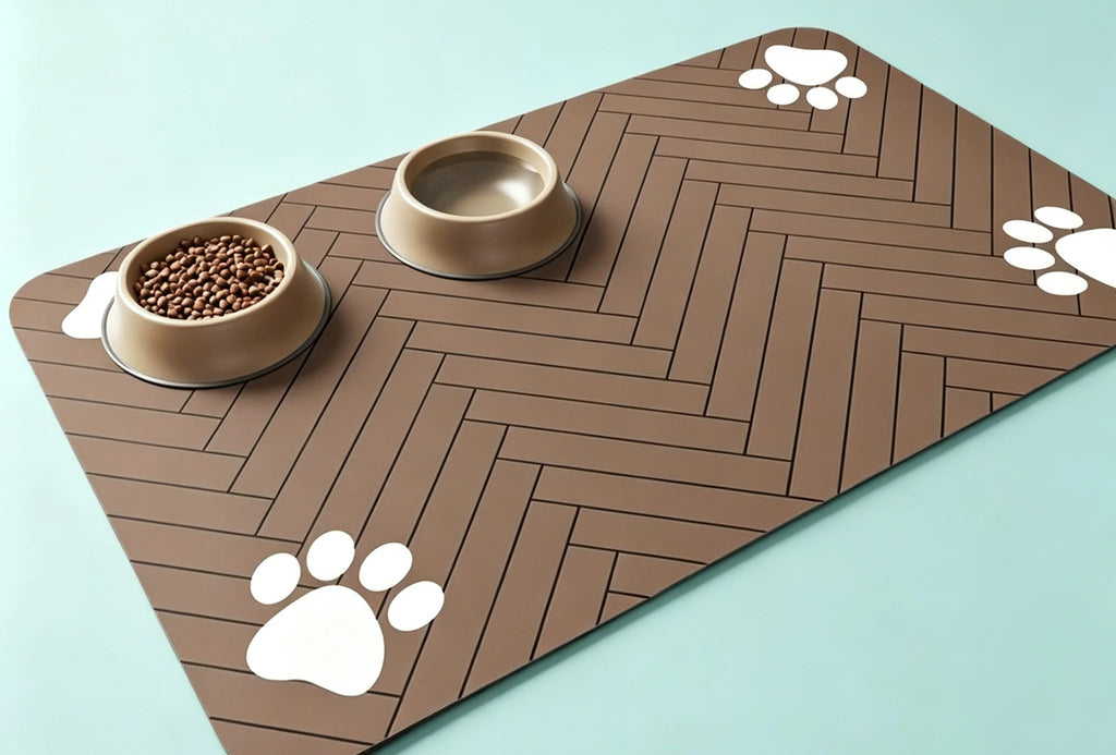 Alfombrilla absorbente para comedero de mascotas