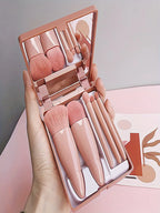 Set de 5 brochas de maquillaje de viaje con espejo