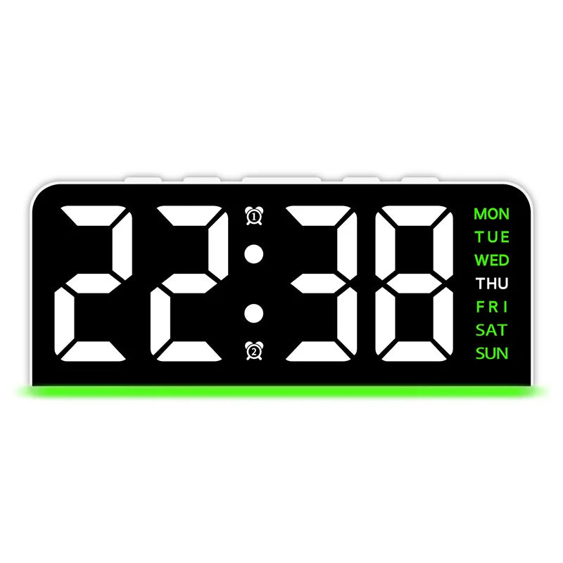 Despertador digital LED con luz ambiental, fecha y temperatura