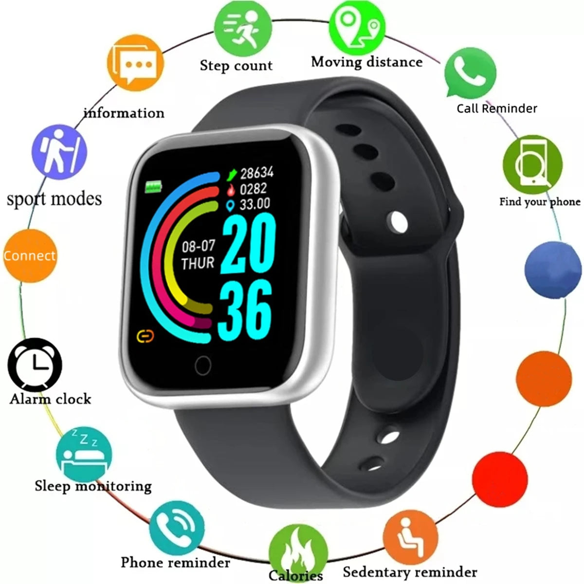 Pulsera de actividad con pantalla a color y notificaciones