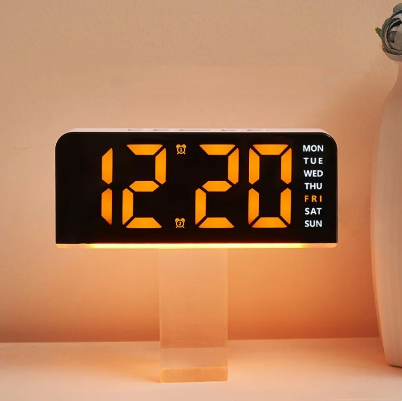 Despertador digital LED con luz ambiental, fecha y temperatura