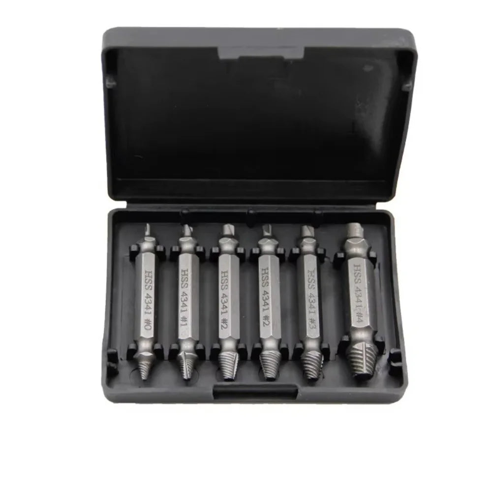Juego de 6 extractores de tornillos rotos de doble cabeza